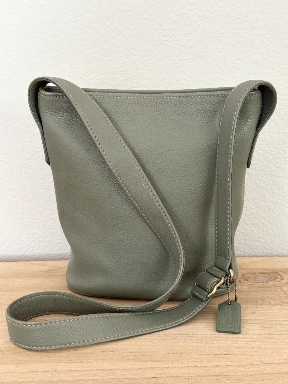 COACH Sonoma Small Bucket Zip Natural Grain - Aqua - ITALY / F7E-4907